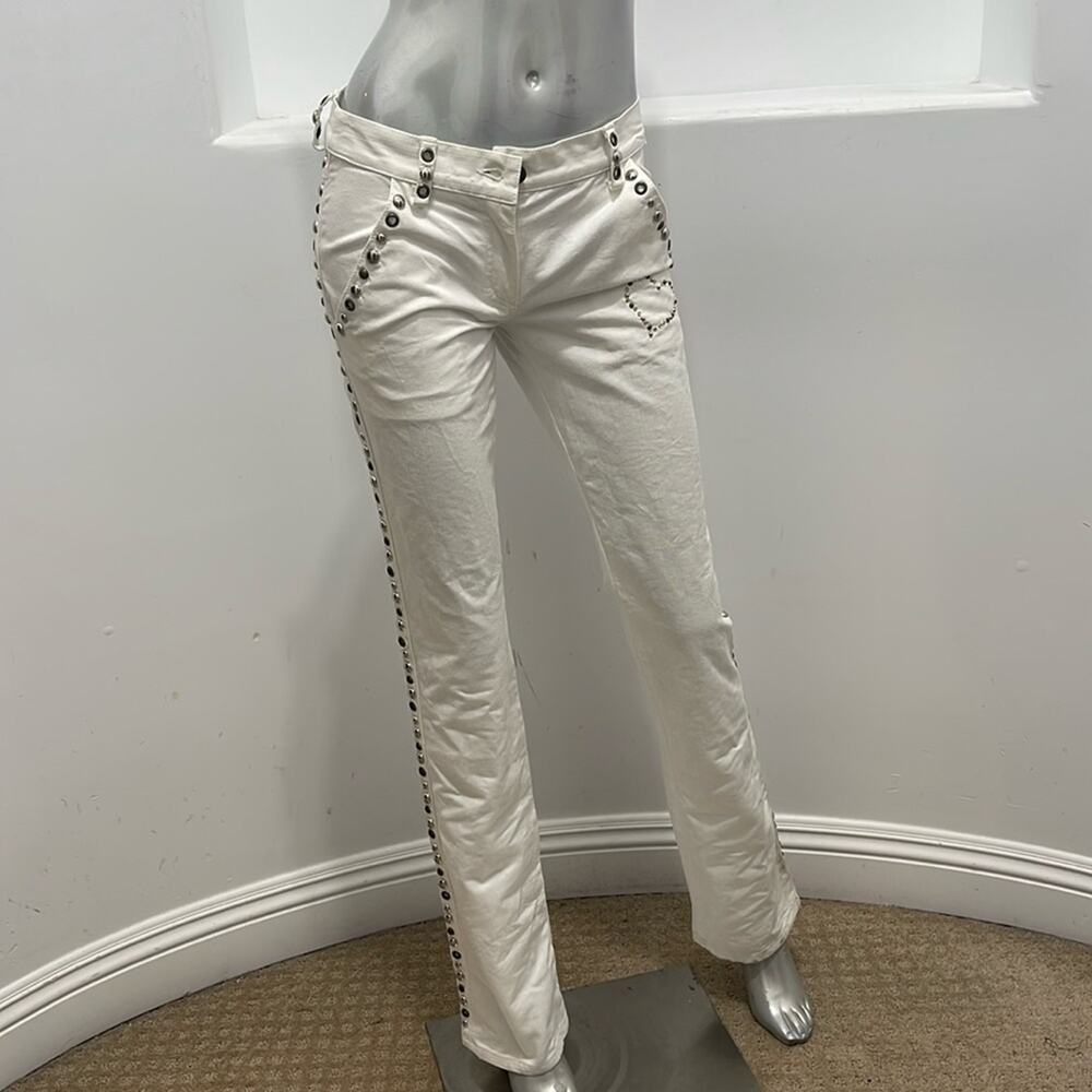 Moschino Cheap And Chic Women’s Studded White Jeans Low Rise Straight Leg Size 6